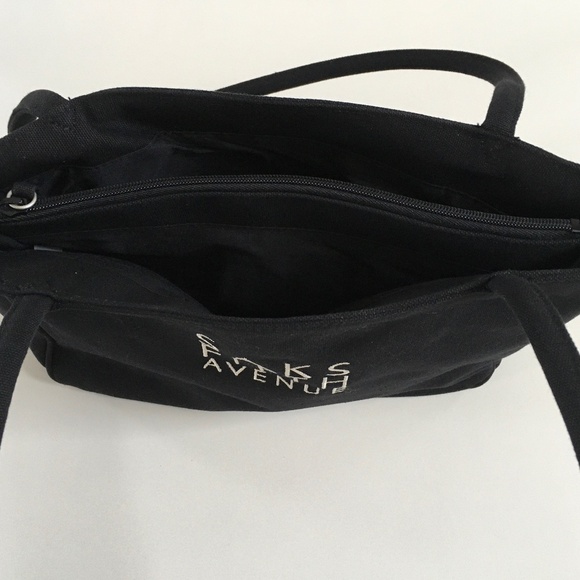 SAKS FIFTH AVENUE Black Tote BAG Purse Handbag Embroidered Logo Y2K NEW - Picture 8 of 13